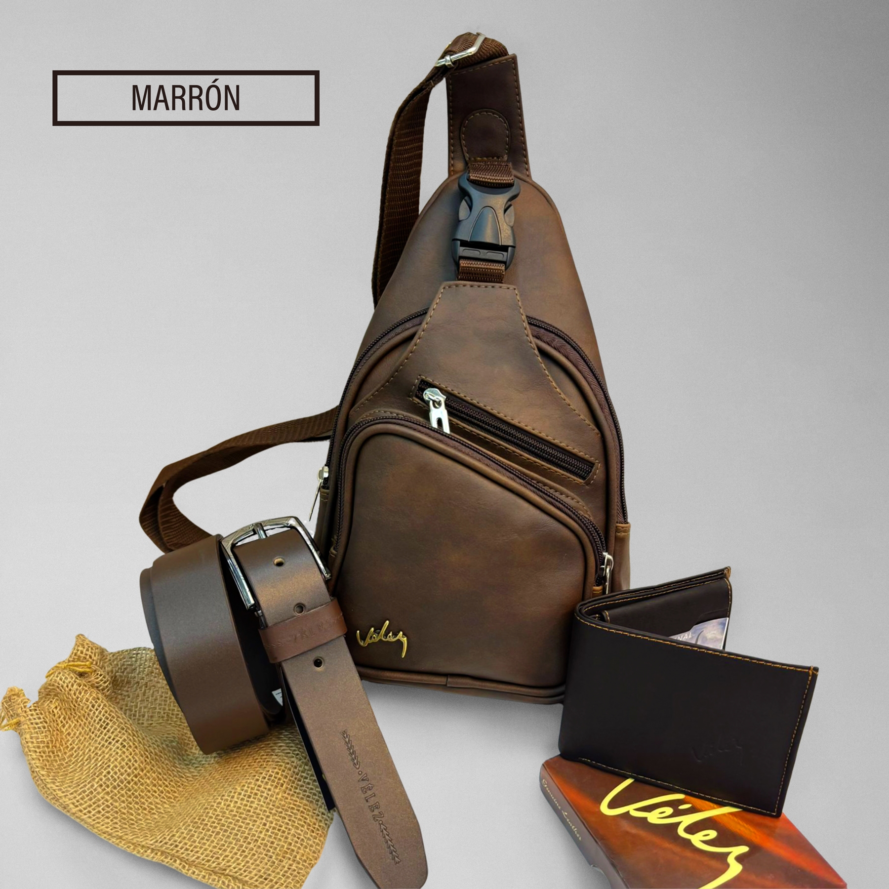 TRÍO CARRIEL PERCHERO CORREA Y BILLETERA CABALLERO