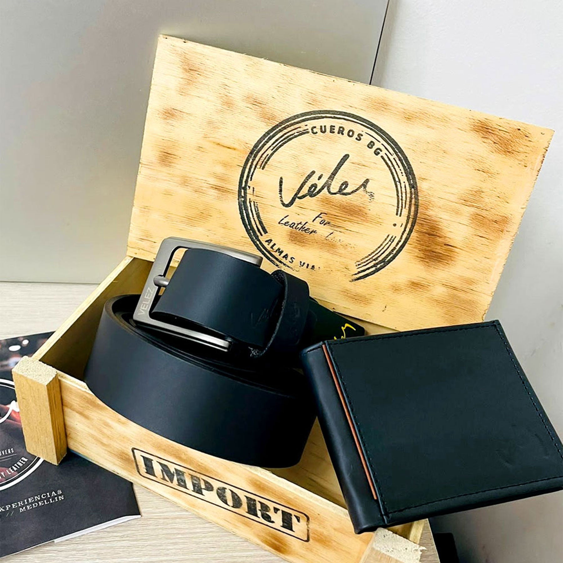 Correa y billetera PREMIUM en cuero 100% genuino